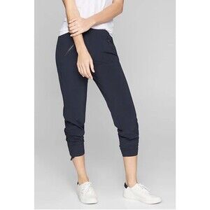 Athleta Aspire Pants Joggers 6 Small Navy Blue Cinched Hem Ankle Lightweight